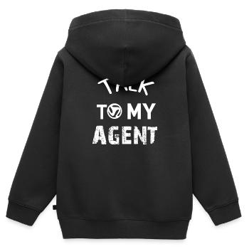 Sprich mit meinem Agenten - Kinder Premium Organic Zip Hoodie - Schwarz - Hinten - AI Model Kid Male (0cm)