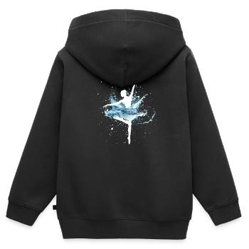 Ballerine avec une jupe d’eau - Sweat Premium à capuche zippé enfant bio - noir - Dos - AI Model Kid Male (0cm)