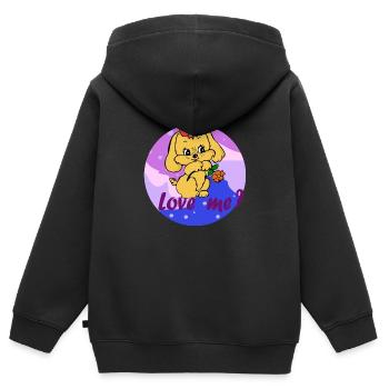 Niedliche Welpe - Love me - Lieb mich! - Kinder Premium Organic Zip Hoodie - Schwarz - Hinten - AI Model Kid Male (0cm)