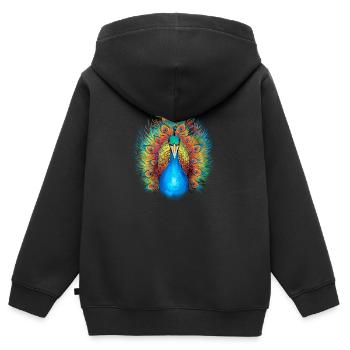 Cage complète d’oiseaux Great Peacocks Bird - Sweat Premium à capuche zippé enfant bio - noir - Dos - AI Model Kid Male (0cm)