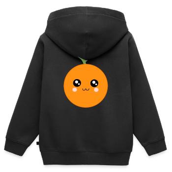 Kawaii Orangen Kawaii Früchte Kawaii Obst - Kinder Premium Organic Zip Hoodie - Schwarz - Hinten - AI Model Kid Male (0cm)