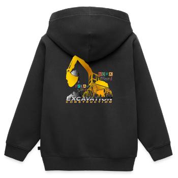 Excavator Work Hard Dream Big - Kids Premium Organic Zip-up Hoodie - black - Back - AI Model Kid Male (0cm)