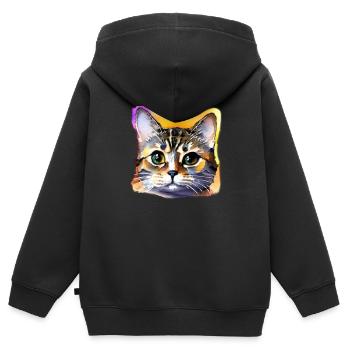 Katzengesicht 4 - Kinder Premium Organic Zip Hoodie - Schwarz - Hinten - AI Model Kid Male (0cm)