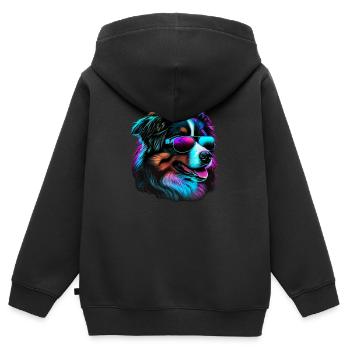 Australian Shepherd Dogs Australian Shepherds - Kids Premium Organic Zip-up Hoodie - black - Back - AI Model Kid Male (0cm)