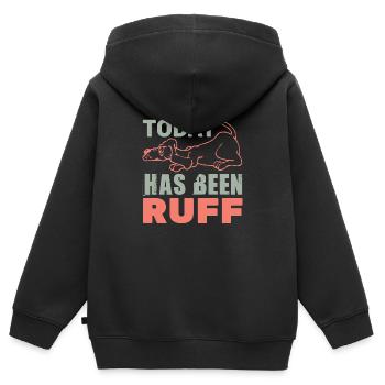 HEUTE WAR ER LUSTIG - Kinder Premium Organic Zip Hoodie - Schwarz - Hinten - AI Model Kid Male (0cm)