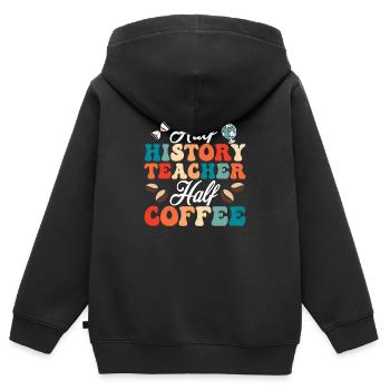 Half History Teacher Half Coffee Education Profes - Kinder Premium Organic Zip Hoodie - Schwarz - Hinten - AI Model Kid Male (0cm)