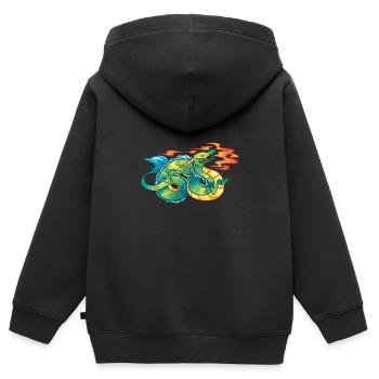 Dragon Fire T-Shirt - Kinder Premium Organic Zip Hoodie - Schwarz - Hinten - AI Model Kid Male (0cm)