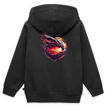 Voyage de science-fiction avec le campeur dans l’inconnu - Sweat Premium à capuche zippé enfant bio - noir - Dos - AI Model Kid Male (0cm)