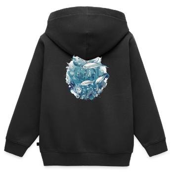 Kreaturen des Ozeans - Kinder Premium Organic Zip Hoodie - Schwarz - Hinten - AI Model Kid Male (0cm)
