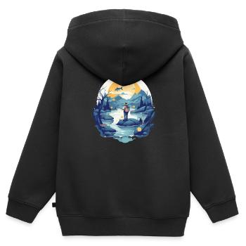 Fischer am See - Kinder Premium Organic Zip Hoodie - Schwarz - Hinten - AI Model Kid Male (0cm)