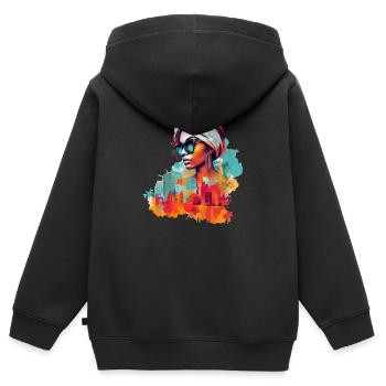 Urbane Mama - Kinder Premium Organic Zip Hoodie - Schwarz - Hinten - AI Model Kid Male (0cm)