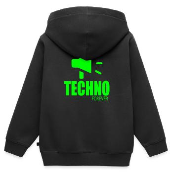 Techno für immer - Kinder Premium Organic Zip Hoodie - Schwarz - Hinten - AI Model Kid Male (0cm)