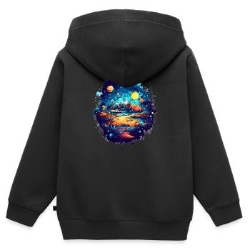 The view into an alien solar system with planets - Kids Premium Organic Zip-up Hoodie - black - Back - AI Model Kid Male (0cm)