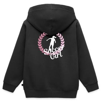 Fußball Mädchen, Frauenfußball, Frauenfußball, Sport - Kinder Premium Organic Zip Hoodie - Schwarz - Hinten - AI Model Kid Male (0cm)