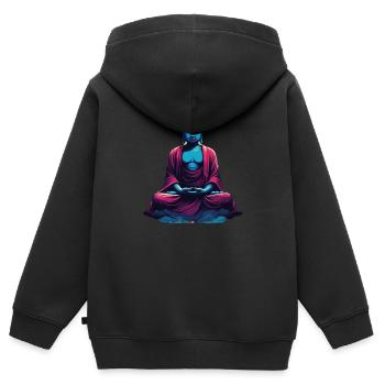 Bouddha bleu dans la méditation contemplation dualité - Sweat Premium à capuche zippé enfant bio - noir - Dos - AI Model Kid Male (0cm)