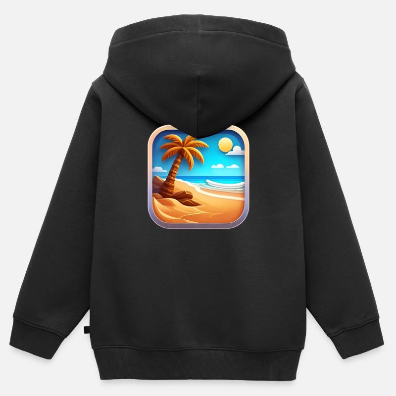 Icône d’été - Sweat Premium à capuche zippé enfant bio - noir