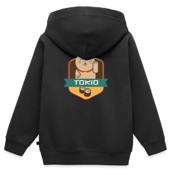 Katze in Tokio - Kinder Premium Organic Zip Hoodie - Schwarz - Hinten - AI Model Kid Male (0cm)