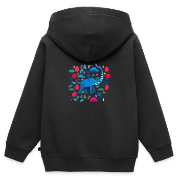 Blauer Cartoon Brontosaurus - Kinder Premium Organic Zip Hoodie - Schwarz - Hinten - AI Model Kid Male (0cm)