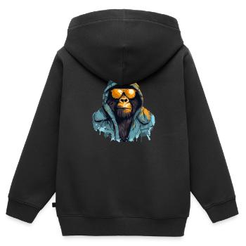 Streetstyle-Berggorilla | Gorilla-Liebhaber - Kinder Premium Organic Zip Hoodie - Schwarz - Hinten - AI Model Kid Male (0cm)