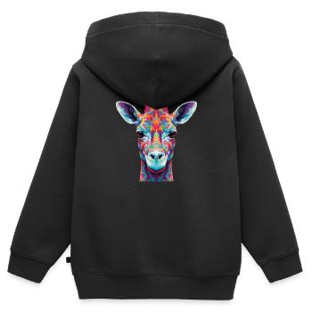 Girafe psychédélique - Sweat Premium à capuche zippé enfant bio - noir - Dos - AI Model Kid Male (0cm)