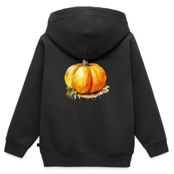 kürbis - Kinder Premium Organic Zip Hoodie - Schwarz - Hinten - AI Model Kid Male (0cm)