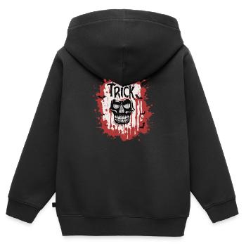 Trick Totenkopf - Kinder Premium Organic Zip Hoodie - Schwarz - Hinten - AI Model Kid Male (0cm)