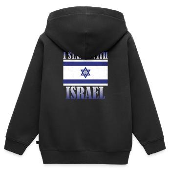 I Stand With Israel - für Freunde Israels - Kinder Premium Organic Zip Hoodie - Schwarz - Hinten - AI Model Kid Male (0cm)