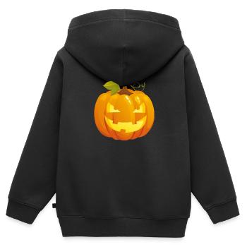 Kürbis Halloween - Kinder Premium Organic Zip Hoodie - Schwarz - Hinten - AI Model Kid Male (0cm)