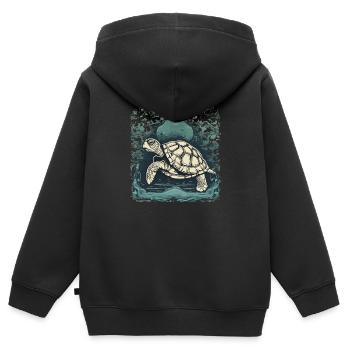 Schildkröte in Acryl - Kinder Premium Organic Zip Hoodie - Schwarz - Hinten - AI Model Kid Male (0cm)