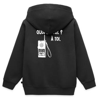 quoi encore - Sweat Premium à capuche zippé enfant bio - noir - Dos - AI Model Kid Male (0cm)