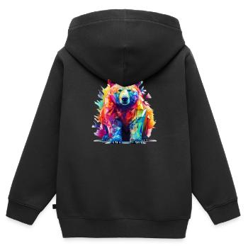 Polar Bär - Kinder Premium Organic Zip Hoodie - Schwarz - Hinten - AI Model Kid Male (0cm)