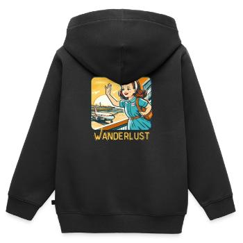 Wanderlust Vintage Illustration - Kinder Premium Organic Zip Hoodie - Schwarz - Hinten - AI Model Kid Male (0cm)