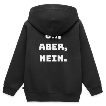 JA ABER NEIN - Kinder Premium Organic Zip Hoodie - Schwarz - Hinten - AI Model Kid Male (0cm)