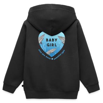 baby girl - Kinder Premium Organic Zip Hoodie - Schwarz - Hinten - AI Model Kid Male (0cm)