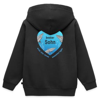 meilleur fils - Sweat Premium à capuche zippé enfant bio - noir - Dos - AI Model Kid Male (0cm)