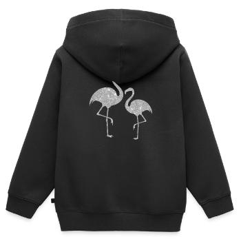 Silver Flamingo - Kids Premium Organic Zip-up Hoodie - black - Back - AI Model Kid Male (0cm)