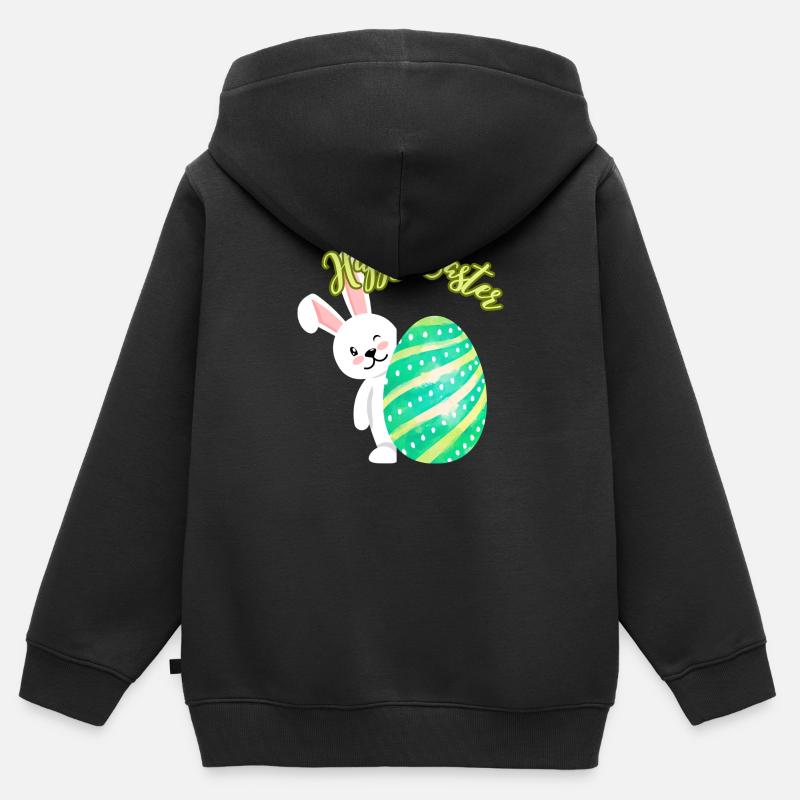 Joyeuses Pâques - Sweat Premium à capuche zippé enfant bio - noir