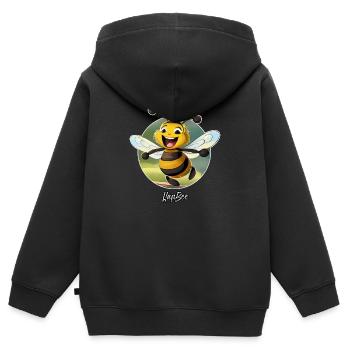 Mehrdeutiges Wortspiel - HapBee Happy Bee - Kinder Premium Organic Zip Hoodie - Schwarz - Hinten - AI Model Kid Male (0cm)