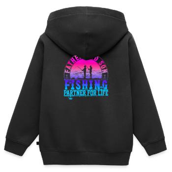 fisch, fisch, angeln, see, meer, angeln, fauna, exotisch - Kinder Premium Organic Zip Hoodie - Schwarz - Hinten - AI Model Kid Male (0cm)