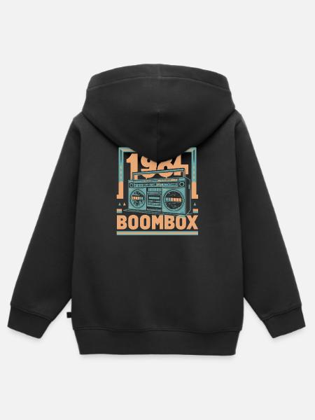 1984 Ghettoblaster - Premium børne zip-hættetrøje økologisk - sort