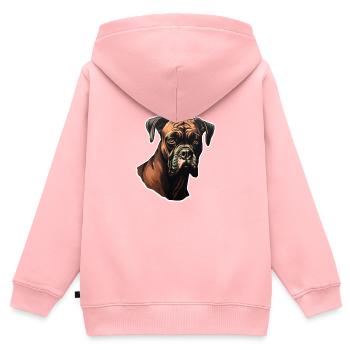 Tête de boxeur - Sweat Premium à capuche zippé enfant bio - rose - Dos - AI Model Kid Female (0cm)