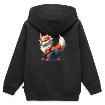 Loup fantastique féroce - Sweat Premium à capuche zippé enfant bio - noir - Dos - AI Model Kid Male (0cm)