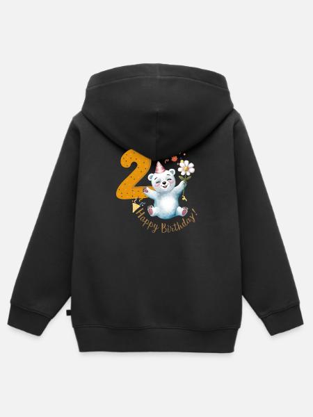Kind Eisbär 2 Jahre 2. Geburtstag - Premium børne zip-hættetrøje økologisk - sort