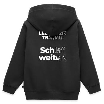 Sleep on - Kids Premium Organic Zip-up Hoodie - black - Back - AI Model Kid Male (0cm)