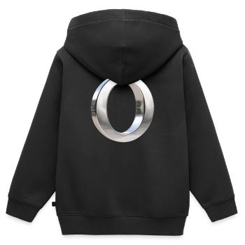 Chrome ,, O " Métallisé - Sweat Premium à capuche zippé enfant bio - noir - Dos - AI Model Kid Male (0cm)