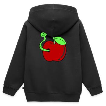 wurm apfel - Kinder Premium Organic Zip Hoodie - Schwarz - Hinten - AI Model Kid Male (0cm)