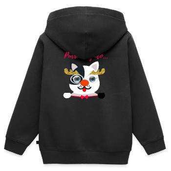 This mysterious blue-eyed cat. - Kids Premium Organic Zip-up Hoodie - black - Back - AI Model Kid Male (0cm)