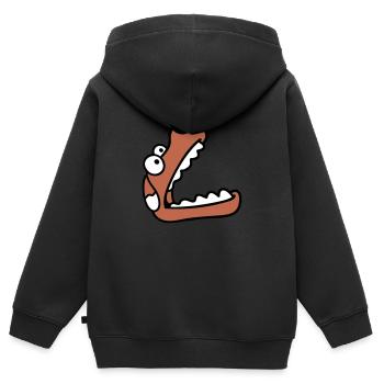 chien grande bouche museau faim regarder vers le haut - Sweat Premium à capuche zippé enfant bio - noir - Dos - AI Model Kid Male (0cm)