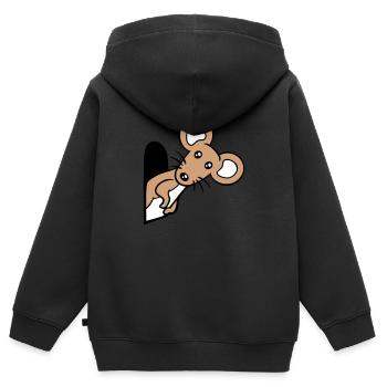 Trou de souris Trou de souris Trou de souris Peeps Mignon Drôle Bande dessinée - Sweat Premium à capuche zippé enfant bio - noir - Dos - AI Model Kid Male (0cm)