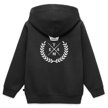 Team Kranz - Kinder Premium Organic Zip Hoodie - Schwarz - Hinten - AI Model Kid Male (0cm)